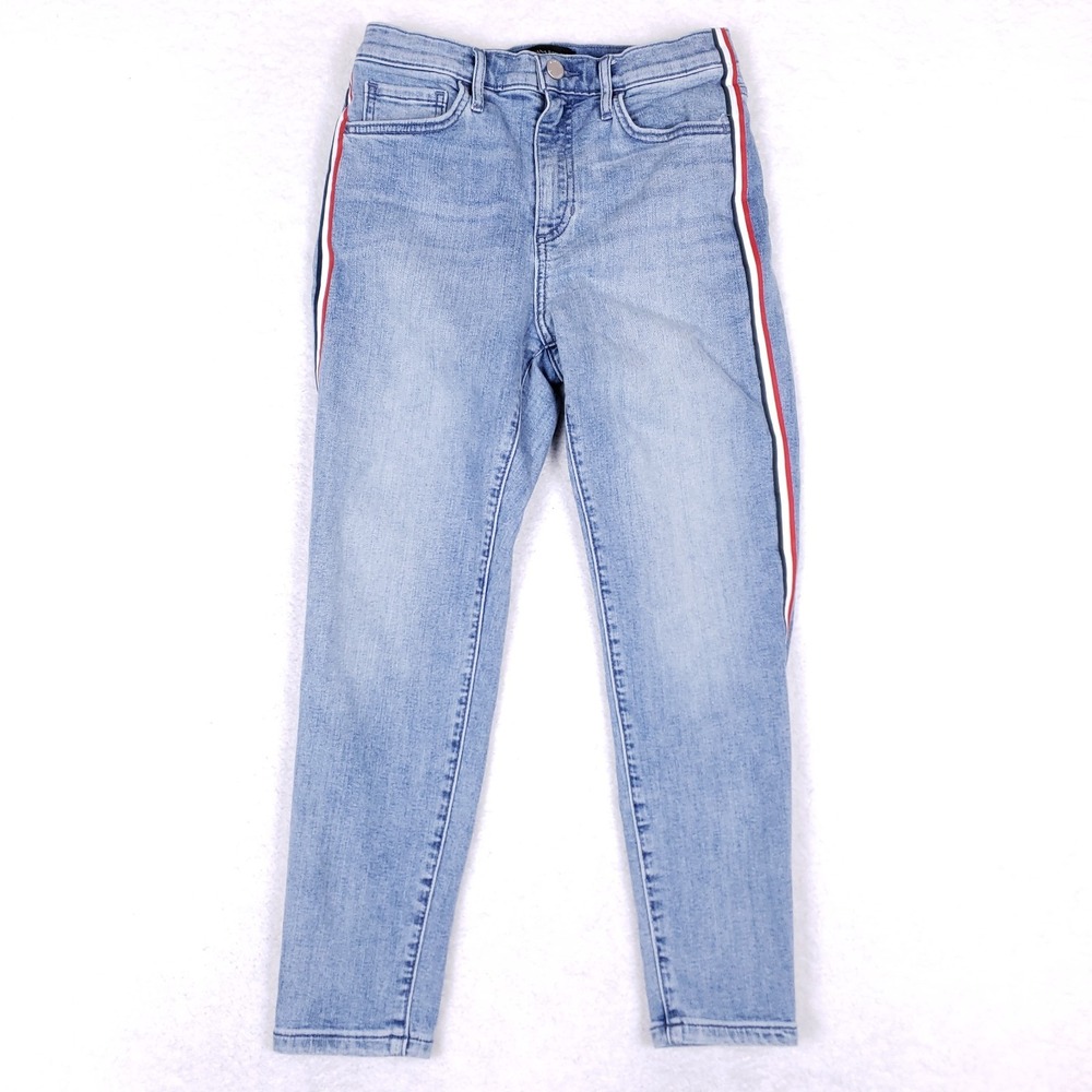 Banana Republic High Rise Skinny Jeans 27P Light Wash Side Stripe Stretch Denim
